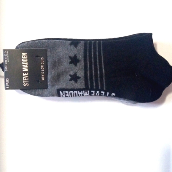 STEVE MADDEN 8 PAIRS BUNDLE MEN'S BLACK GRAY LOW CUT SOCKS SHOE SIZE 6-12.5 NWT - Picture 4 of 4